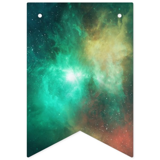Bannière À Fanions Galaxies d'étoiles violet bleu vert espace univers (Premier drapeau)
