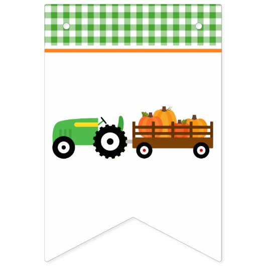 Bannière À Fanions Garçon Citrouille Patch Tractor Vert Joyeux Annive (Premier drapeau)