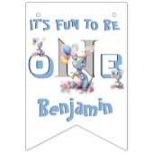 Bannière À Fanions Garçon premier anniversaire amusant un dinosaure 1 (Premier drapeau)