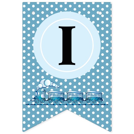 Bannière À Fanions Garçon Premier anniversaire Trains bleus (Deuxième drapeau)