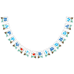 Bannière À Fanions Garçons 1er anniversaire Pêche thème Joyeux BIr