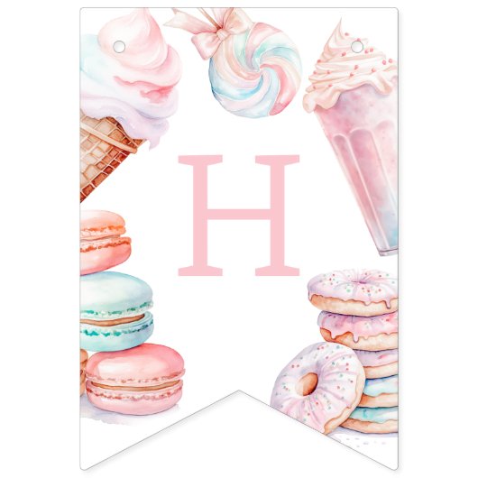 Bannière À Fanions Gâteau de glace d'anniversaire doux (Deuxième drapeau)