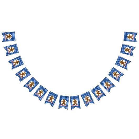 Bannière À Fanions Gingerbread - Patters bleus - Merry Xmas (Tout)