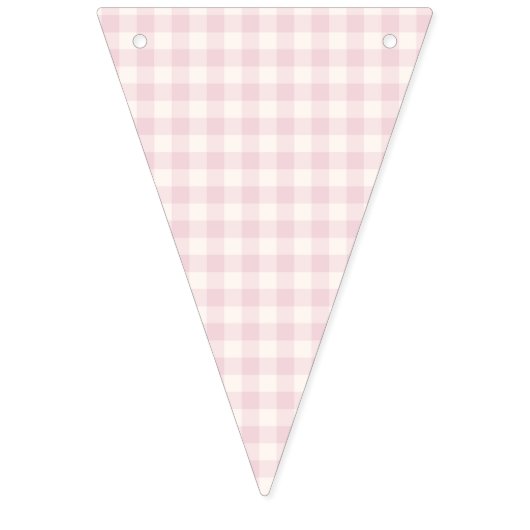 Bannière À Fanions Gingham Classique de Printemps | Douce Rose (Premier drapeau)