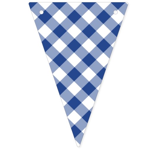 Bannière À Fanions Gingham Rétro Bleu Véritable (Premier drapeau)