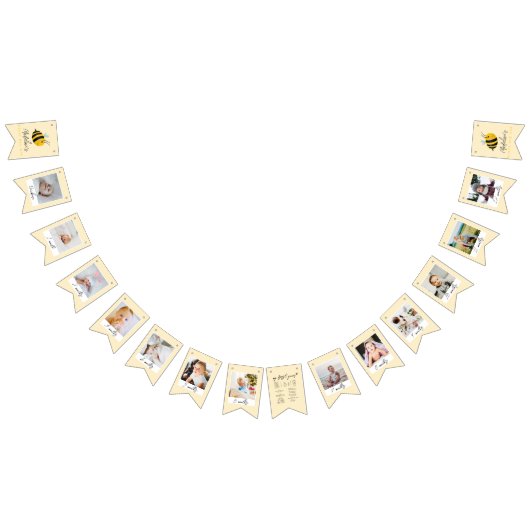 Bannière À Fanions Girls Cute 1st Bee Day Birthday Milestone Photo (Tout)