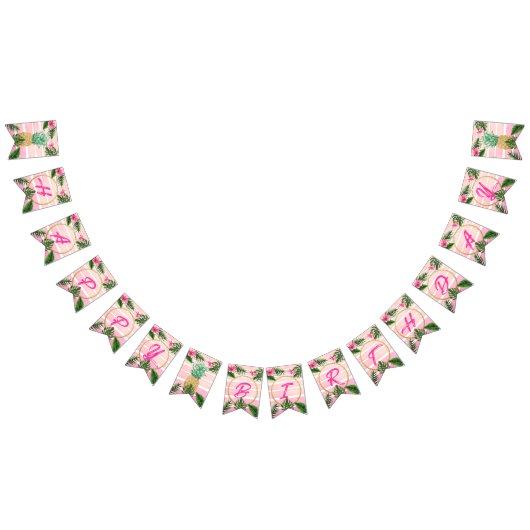 Bannière À Fanions Gold tropical Aloha Joyeux anniversaire  (Tout)