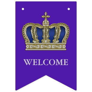Bannière À Fanions Golden Royal Crown V + votre backgr. & idées
