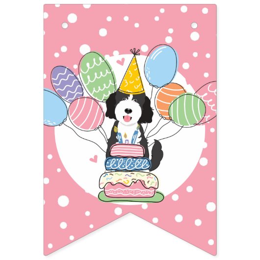 Bannière À Fanions Goldendoodle Joyeux Anniversaire Fête de Bunting d (Premier drapeau)