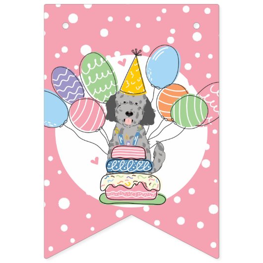 Bannière À Fanions Goldendoodle Joyeux Anniversaire Fête de Bunting d (Premier drapeau)