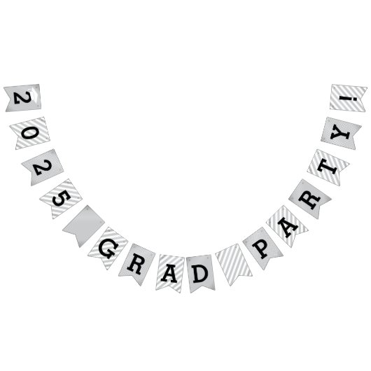 Bannière À Fanions Grad Party Modern Argent 2025 (Tout)