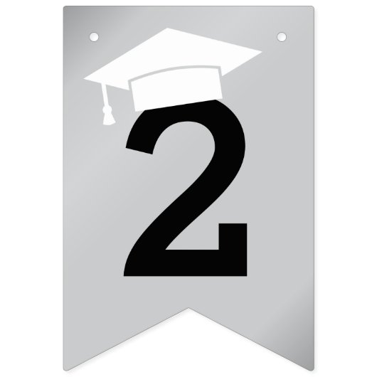 Bannière À Fanions Grad Party Modern Argent 2025 (Premier drapeau)