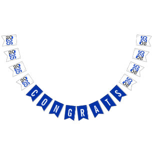Bannière À Fanions Graduation 2024 Bleu et Noir
