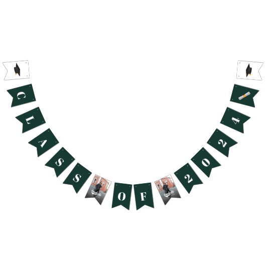 Bannière À Fanions Graduation 2024 Photo Grad Party (Tout)