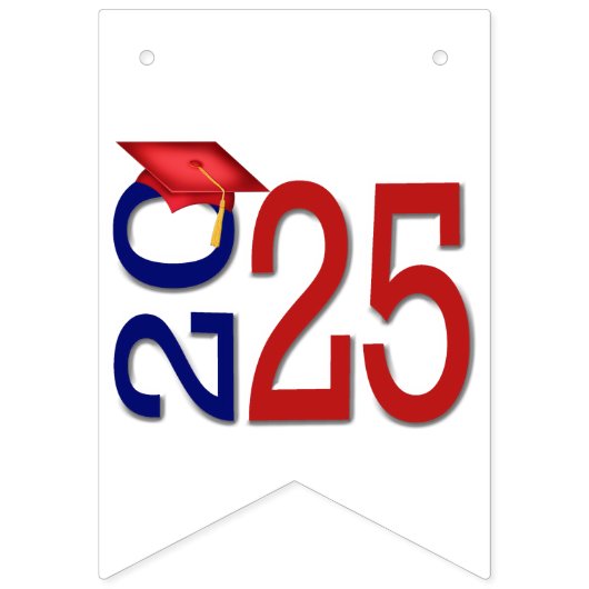 Bannière À Fanions Graduation 2025 Bleu et Rouge (Deuxième drapeau)
