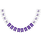 Bannière À Fanions Graduation 2025 Casquette violet sur noir (Tout)