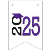Bannière À Fanions Graduation 2025 Casquette violet sur noir (Deuxième drapeau)