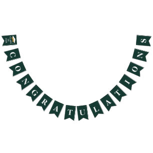 Bannière À Fanions Graduation 2025 Félicitations Grad Green
