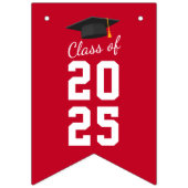 Bannière À Fanions Graduation 2025 Félicitations Grand Rouge Blanc (Premier drapeau)