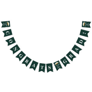 Bannière À Fanions Graduation 2025 Grad Green White