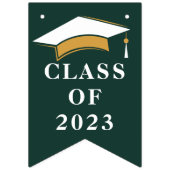 Bannière À Fanions Graduation 2025 Grad Green White (Premier drapeau)
