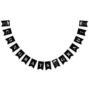 Bannière À Fanions Graduation 2025 Graduate Party Black