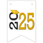 Bannière À Fanions Graduation 2025 Or et noir (Troisième drapeau)