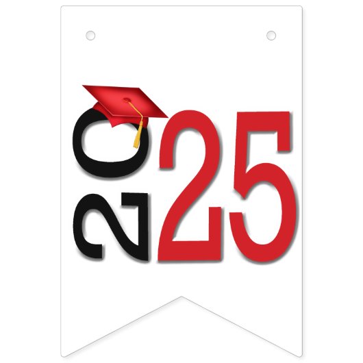 Bannière À Fanions Graduation 2025 Rouge et Noir (Deuxième drapeau)