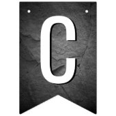 Bannière À Fanions Graduation 2025 Texte Sur Assiette Noire (Premier drapeau)