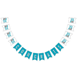 Bannière À Fanions Graduation 2025 Turquoise et noir