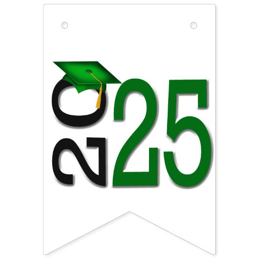 Bannière À Fanions Graduation 2025 Vert et Noir (Premier drapeau)