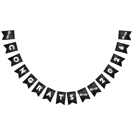 Bannière À Fanions Graduation 2026 Black Leather and Diplomas (Tout)