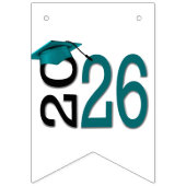 Bannière À Fanions Graduation 2026 Teal and Black  (Premier drapeau)