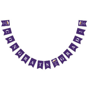 Bannière À Fanions Graduation Congrats Purple Graduate Party 2025