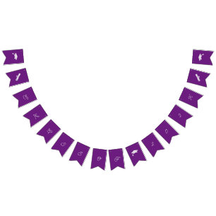 Bannière À Fanions Graduation Personnalisable Simple, Violet Et Blanc