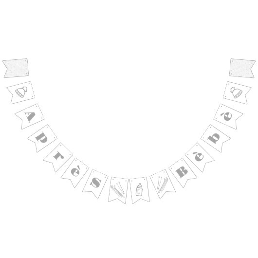 Bannière À Fanions Gray Hand-Drawn Après Bébé Baby Shower (Tout)
