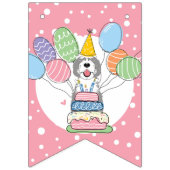 Bannière À Fanions Gray & White Sheepadooda Chien Fête d'anniversaire (Premier drapeau)