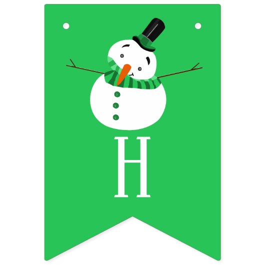 Bannière À Fanions Green Snowman, Joyeuses Fêtes (Deuxième drapeau)