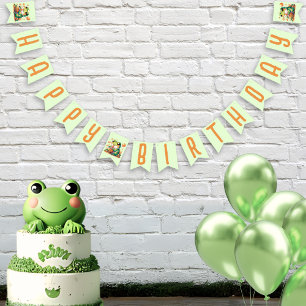 Bannière À Fanions Grenouille verte Orange Boba Bubble Thé Joyeux Ann