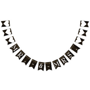 Bannière À Fanions Guirlande Lumineuse en Bois Rustique Mariage M. Mm