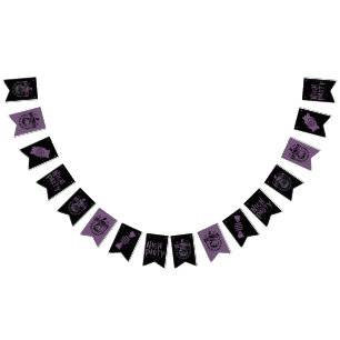 Bannière À Fanions Guirlande noire et violette Halloween – Citrouille