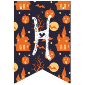 Bannière À Fanions Halloween Éffrayant House Bats Arbres Citrouille F (Deuxième drapeau)