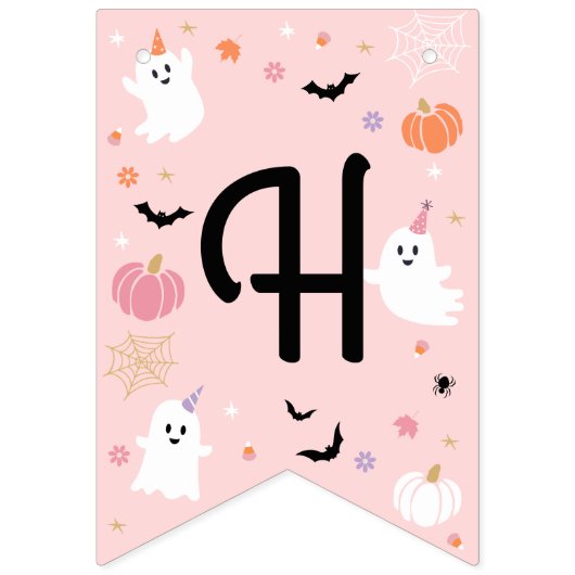 Bannière À Fanions Halloween Éffrayant One mignonne Ghost 1er fête d' (Deuxième drapeau)