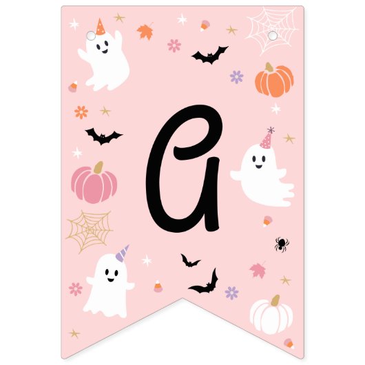 Bannière À Fanions Halloween Éffrayant One mignonne Ghost 1er fête d' (Troisième drapeau)