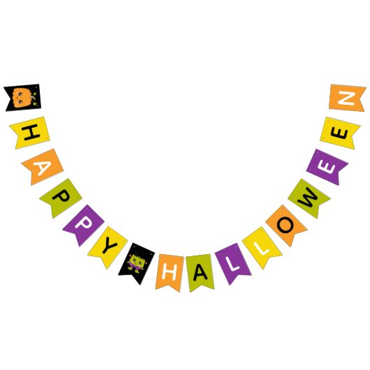 Bannière À Fanions Halloween heureux citrouille (Tout)