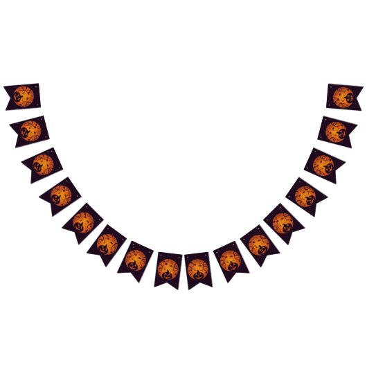 Bannière À Fanions Halloween Jack-o'-lantern citrouille visage et ara (Tout)
