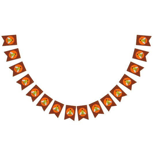 Bannière À Fanions Halloween Magic Bee Witch Orange et Black Stripes (Tout)