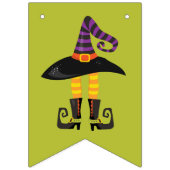 Bannière À Fanions Halloween Party Vert violet jaune sorcière noire (Troisième drapeau)