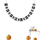 Bannière À Fanions Halloween personnalisé pour le nom de famille Noir