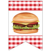 Bannière À Fanions Hamburger Fast Food Red En vichy Joyeux anniversai (Premier drapeau)